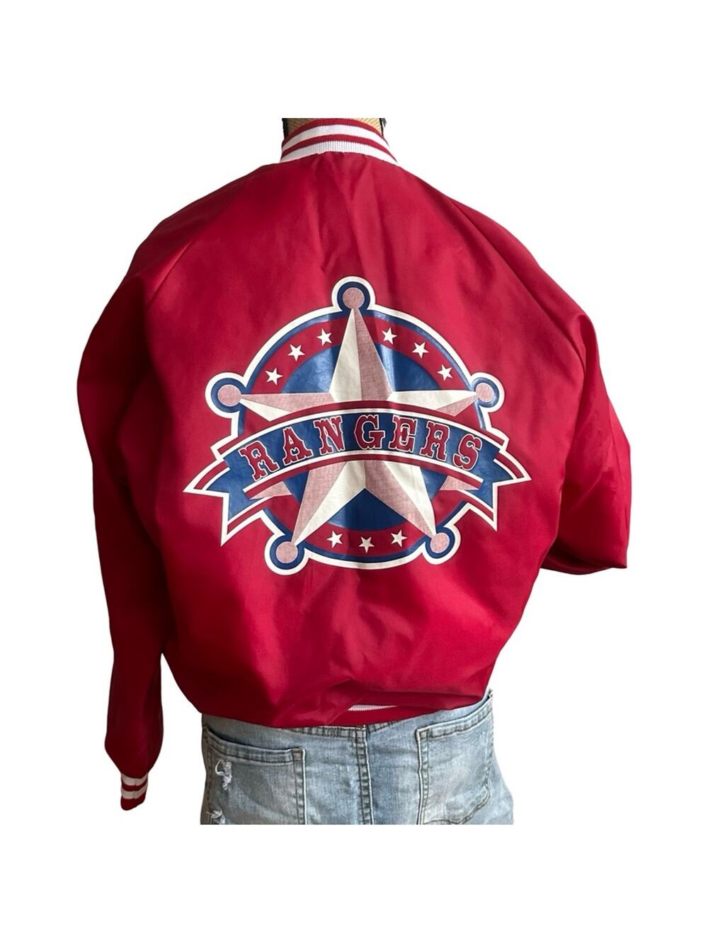 VINTAGE - WESTARK USA men's RED RANGERS bomber jacket MADE IN USA - SIZE MEDIUM